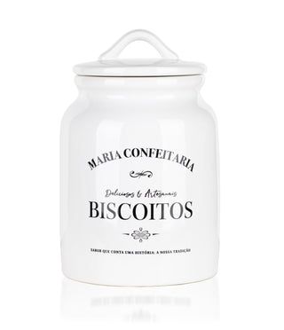 Frasco de Cerâmica com Biscoitos Maria Confeitaria